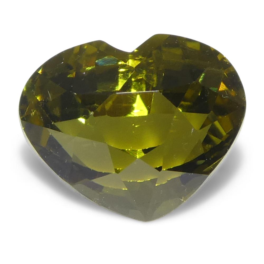 Crisoberilo amarillo verdoso de corazón de 2,05 ct certificado GIA sin calentar en venta 2