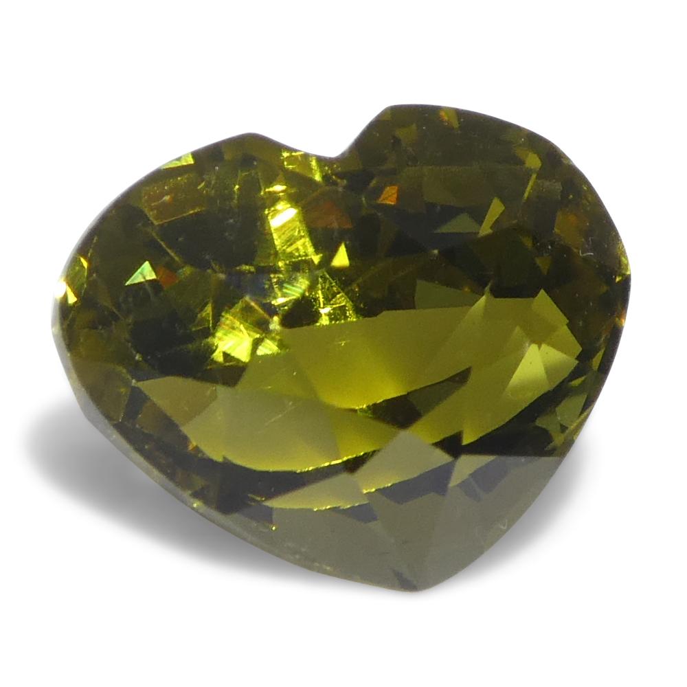 Crisoberilo amarillo verdoso de corazón de 2,05 ct certificado GIA sin calentar en venta 3