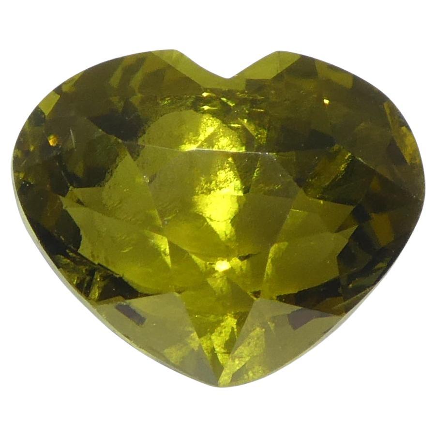 Crisoberilo amarillo verdoso de corazón de 2,05 ct certificado GIA sin calentar en venta