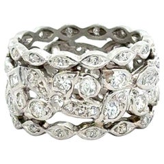 2.05ct Marquise Baguette & Round Diamond Vintage 1940's Platinum Ring