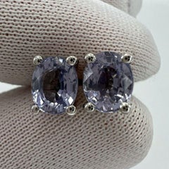 2.05ct Natural Sapphire Purple Violet 18K White Gold Oval Cut Earring Studs
