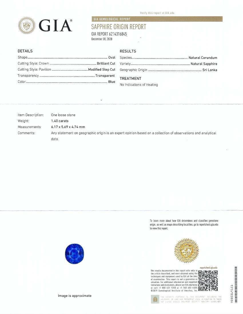 Anillo de diamantes y zafiro azul de Sri Lanka natural sin tratar de 2,05 qt Informe GIA en venta 5