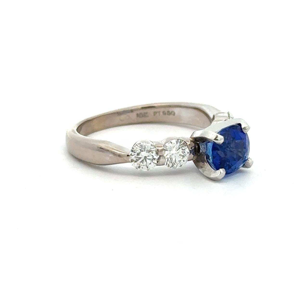 Anillo de diamantes y zafiro azul de Sri Lanka natural sin tratar de 2,05 qt Informe GIA en venta 1
