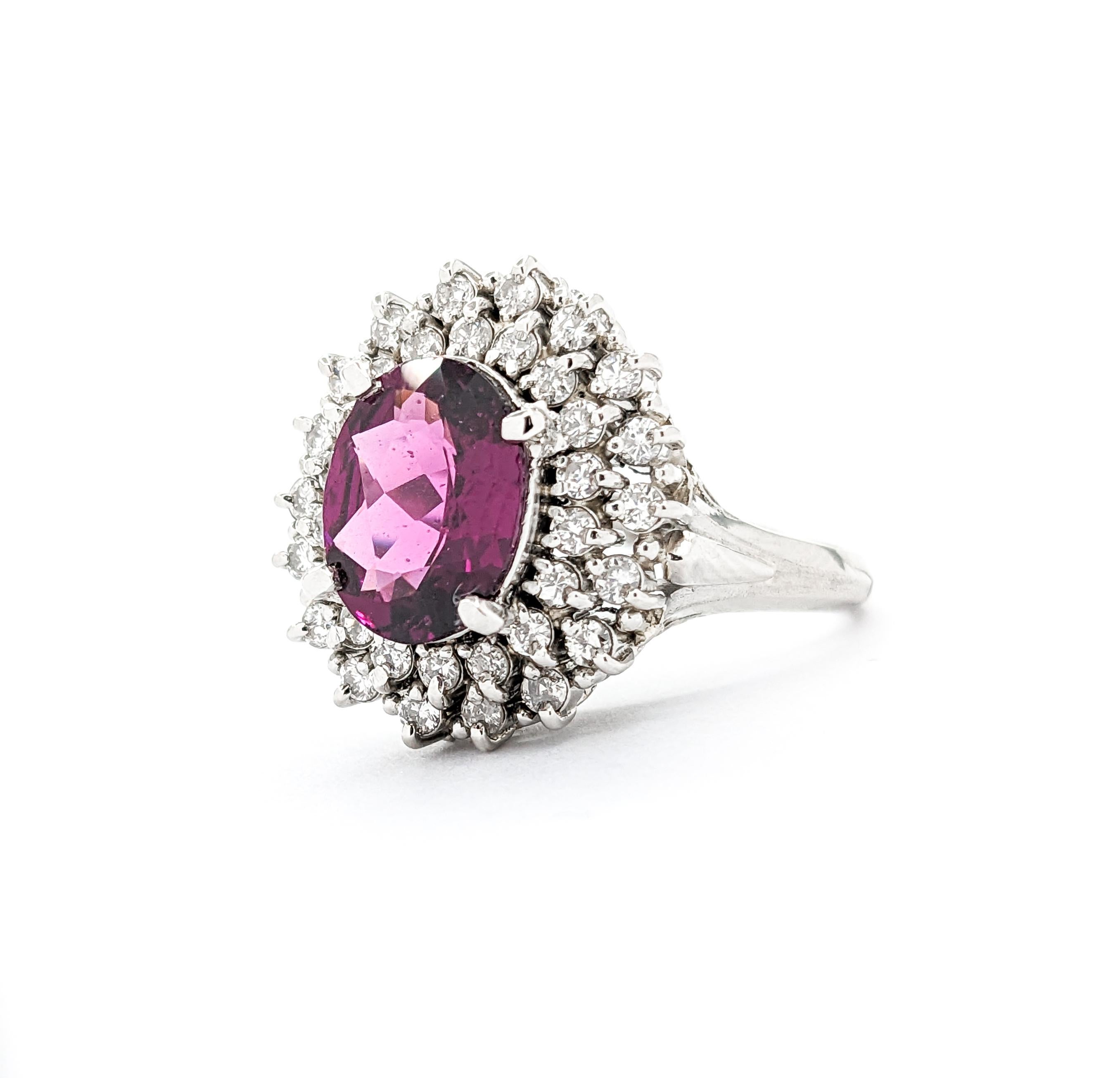 2.05ct Oval Purple Garnet & Diamond Ring in Platinum For Sale 5