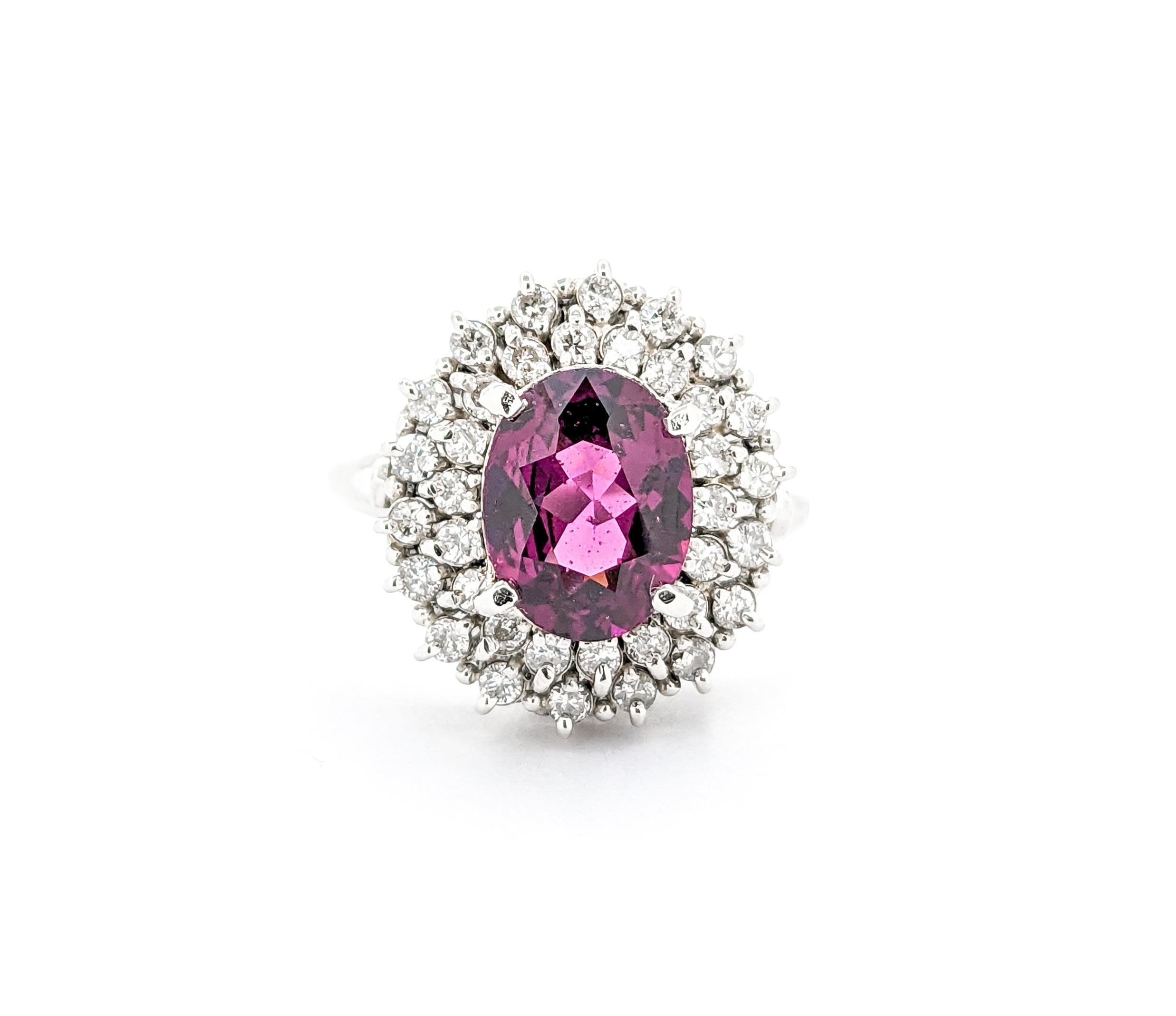 2.05ct Oval Purple Garnet & Diamond Ring in Platinum For Sale 6