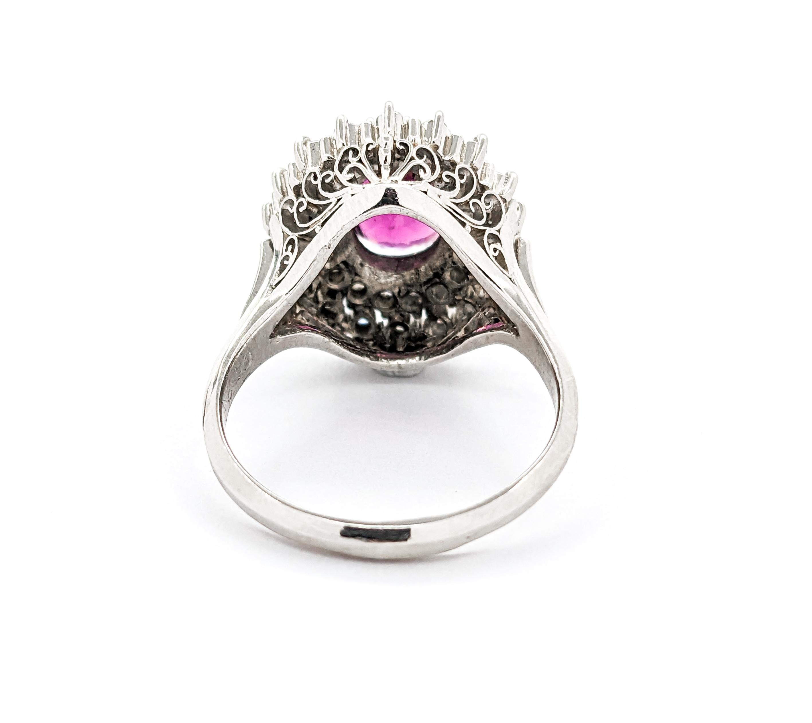 2.05ct Oval Purple Garnet & Diamond Ring in Platinum For Sale 2
