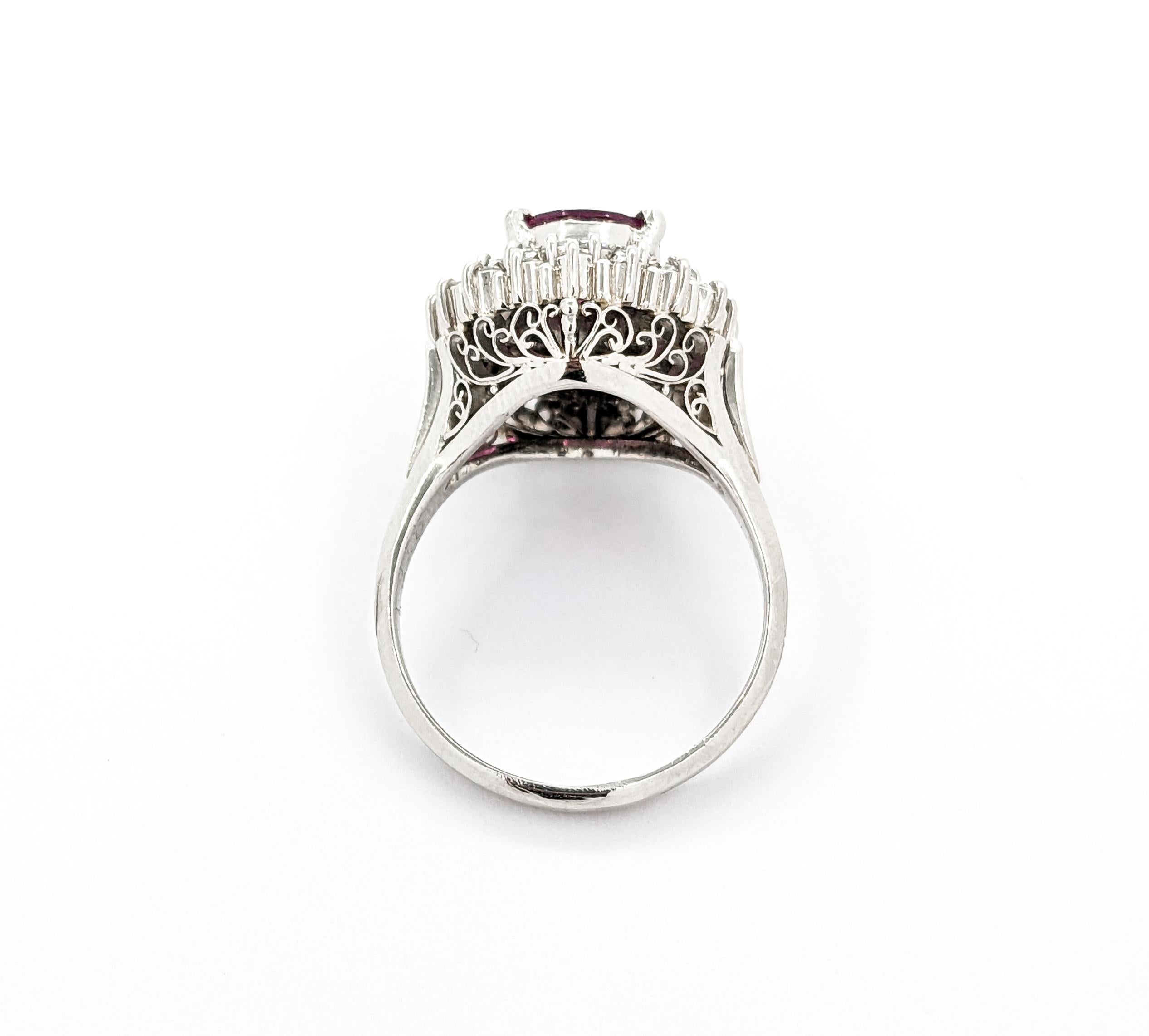 2.05ct Oval Purple Garnet & Diamond Ring in Platinum For Sale 3