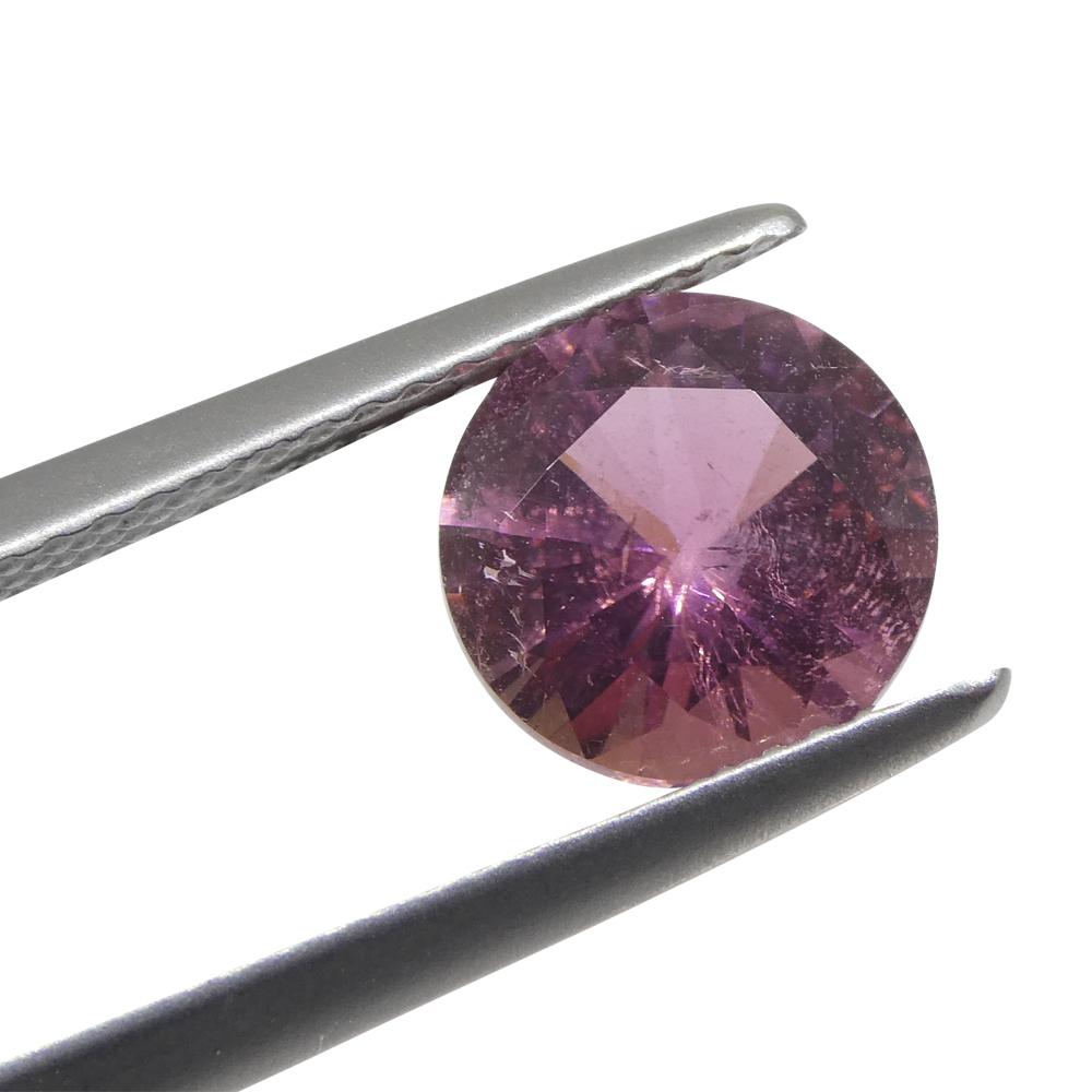 Taille brillant Tourmaline rose ronde de 2,05 carats du Brésil en vente