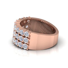 2.05Ct SI/H Brilliant Cut Diamond Triple Row Wide Band Ring 14k Rose Gold Gift