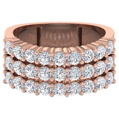 2.05Ct SI/H Brilliant Cut Diamond Triple Row Wide Band Ring 14k Rose Gold Gift