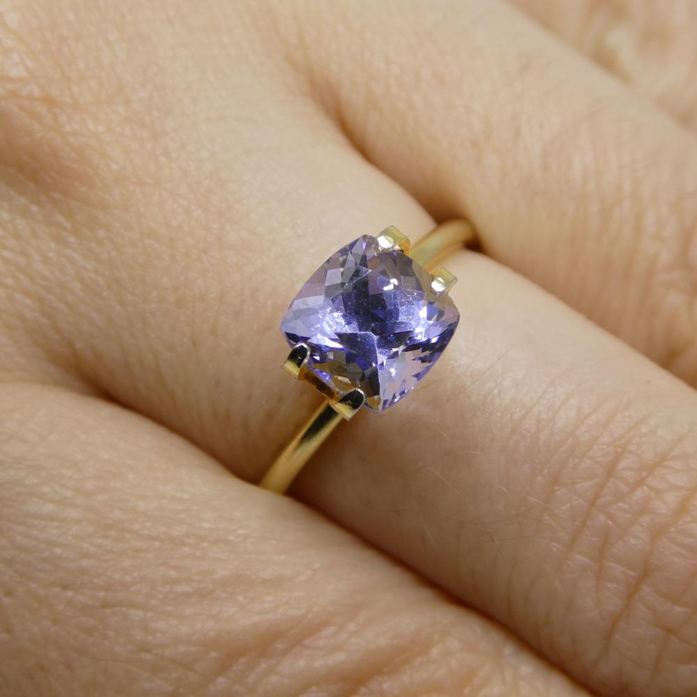 Description:

Gem Type: Tanzanite
Number of Stones: 1
Weight: 2.05 cts
Measurements: 7.12 x 7.08 x 5.57 mm
Shape: Square Cushion
Cutting Style Crown: Modified Brilliant Cut
Cutting Style Pavilion: Brilliant Cut
Transparency: Transparent
Clarity: