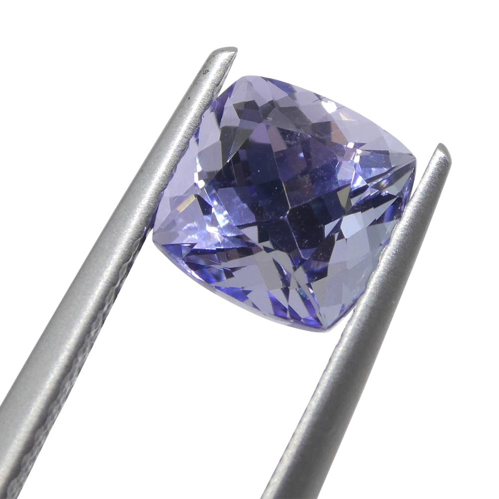 Women's or Men's 2.05ct Square Cushion Violet Blue Tanzanite from Tanzania For Sale