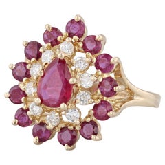 2.05ctw Ruby Diamond Cluster Cocktail Ring 14k Yellow Gold Size 6.25