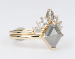 2.05 Carat Salt and Pepper Diamond 14 Karat Yellow Gold Ring Set AD1686S-9