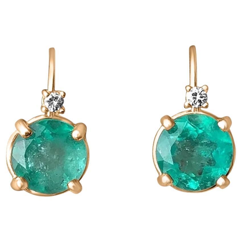 2.05tcw 14K Colombian Emerald Princess Cut Solitaire Stud Earrings Asscher Cut For Sale