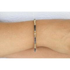 Bracelet tennis en or bicolore 14 carats avec saphirs et diamants de 2,05 carats