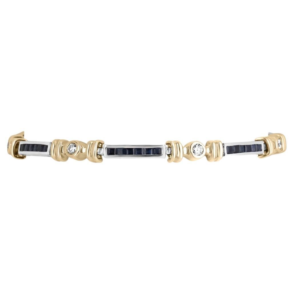 2.05tcw 14K Sapphire Tennis Bracelet Sapphire & Diamond Two-Toned Gold Bracelet
