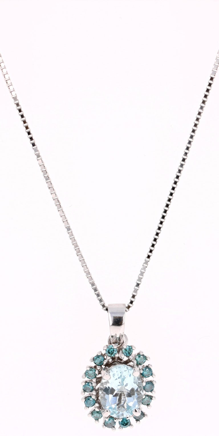 Blue Diva Aquamarine 9k Solid Gold Pendant