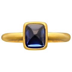 Hancocks Bague en or 22 carats avec saphir cabochon pain de sucre birman non chauffé de 2,06 carats