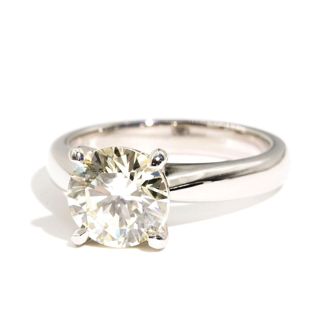 2.06 Carat Certified Round Brilliant Diamond Platinum Vintage Engagement Ring For Sale 3