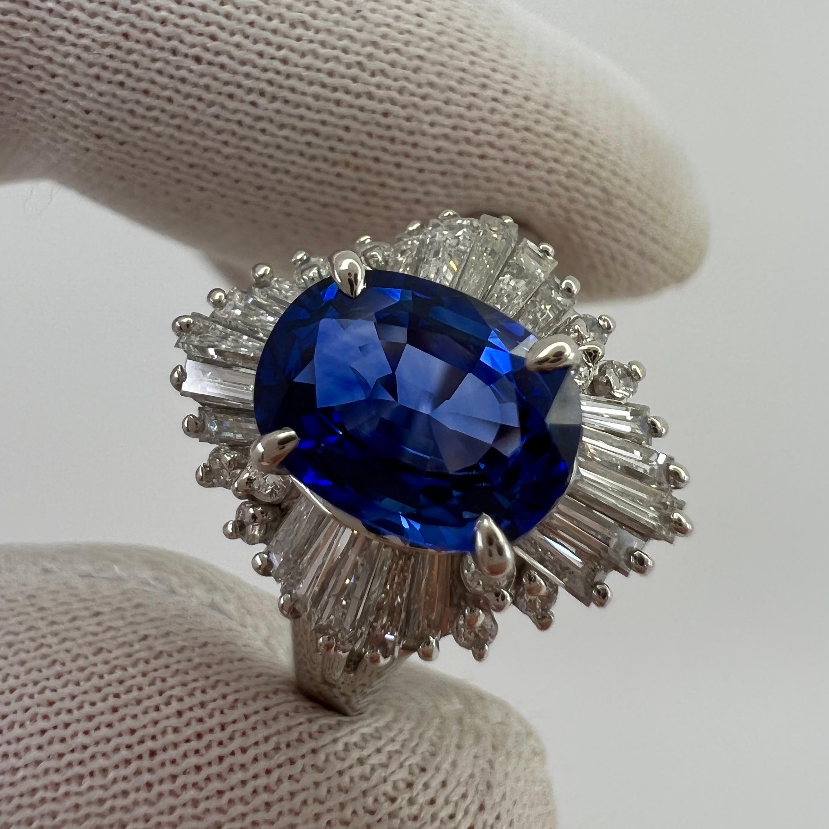 2,06 Karat Ceylon Blauer Saphir Diamant Platin Ballerina Cocktail Cluster Ring im Angebot 8