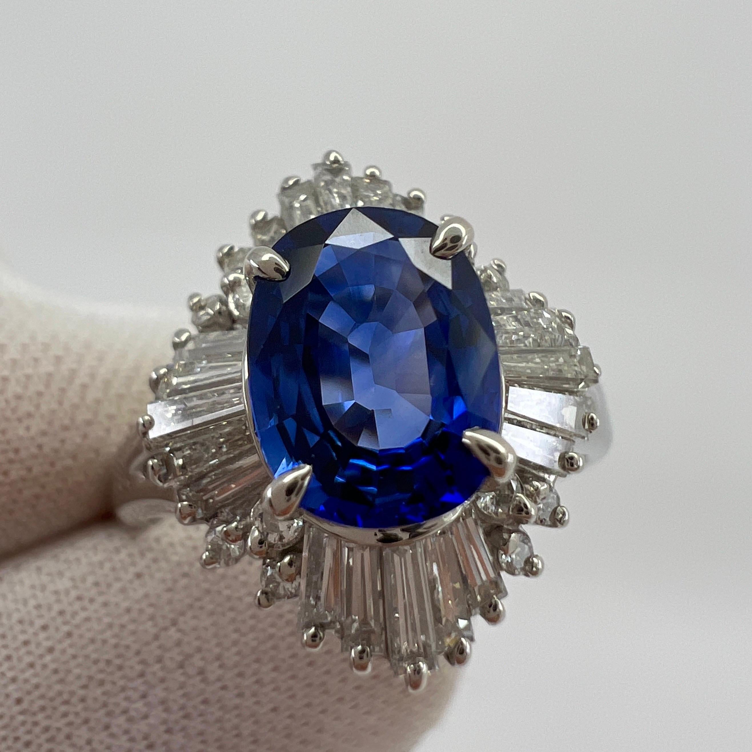 2,06 Karat Ceylon Blauer Saphir Diamant Platin Ballerina Cocktail Cluster Ring im Zustand „Hervorragend“ im Angebot in Birmingham, GB