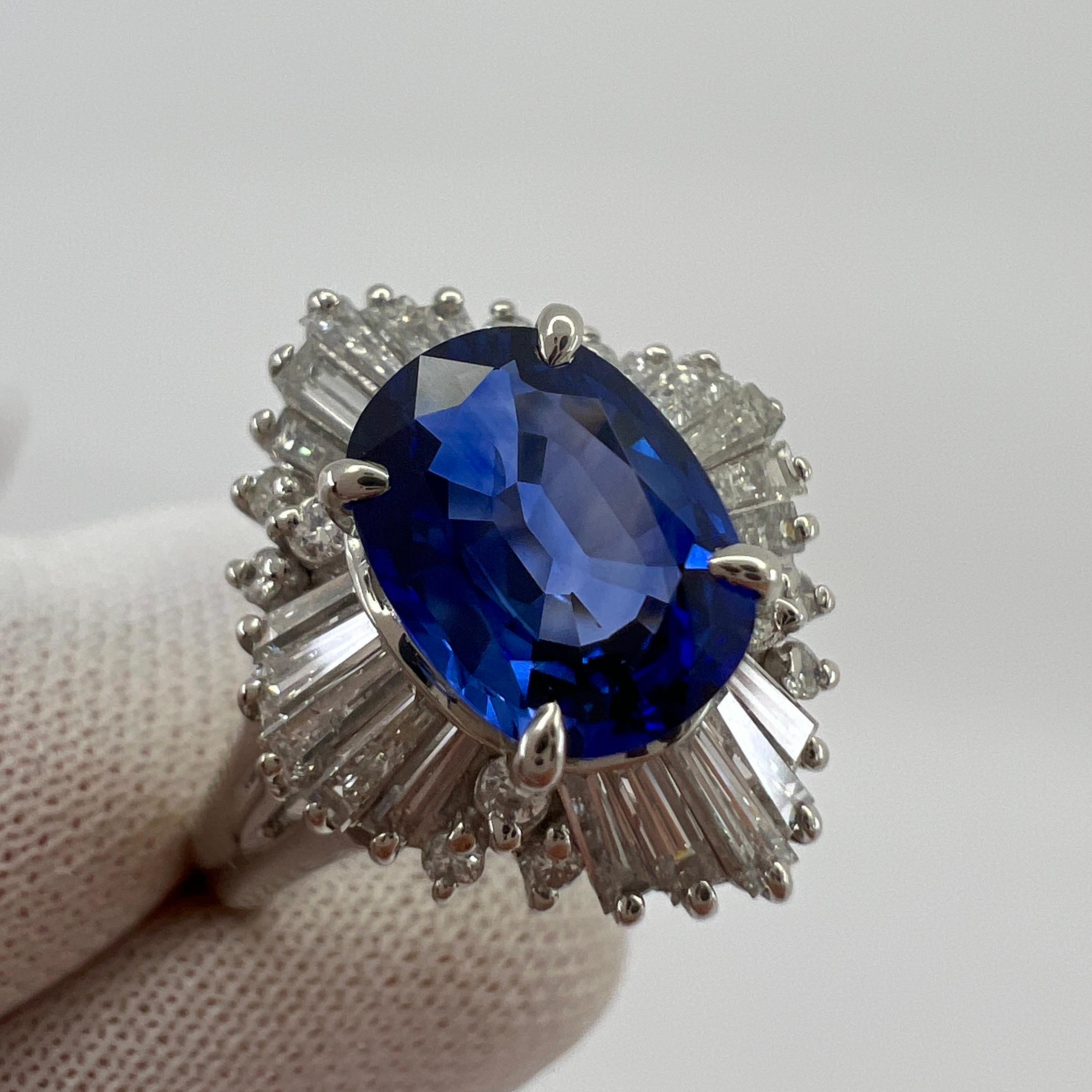 2,06 Karat Ceylon Blauer Saphir Diamant Platin Ballerina Cocktail Cluster Ring im Angebot 1