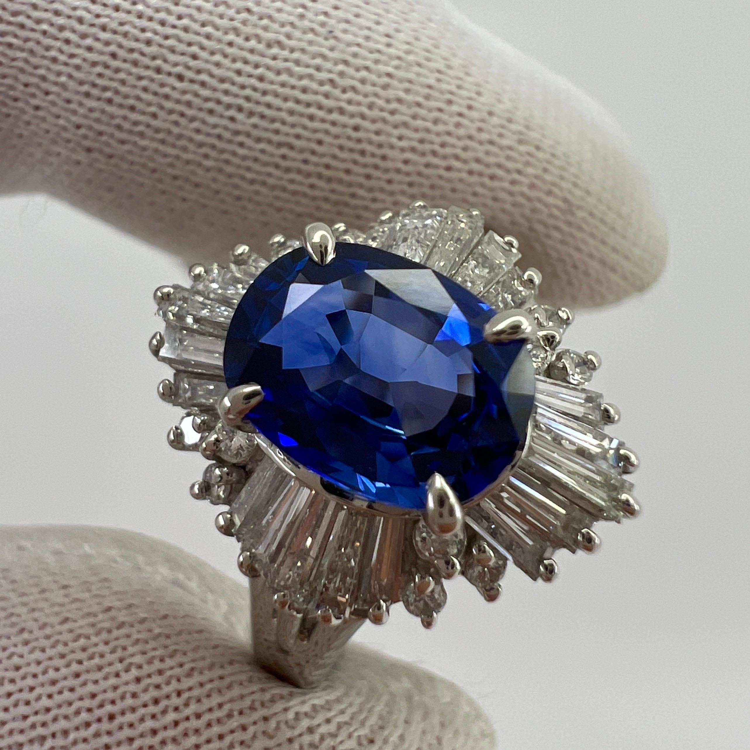 2,06 Karat Ceylon Blauer Saphir Diamant Platin Ballerina Cocktail Cluster Ring im Angebot 4
