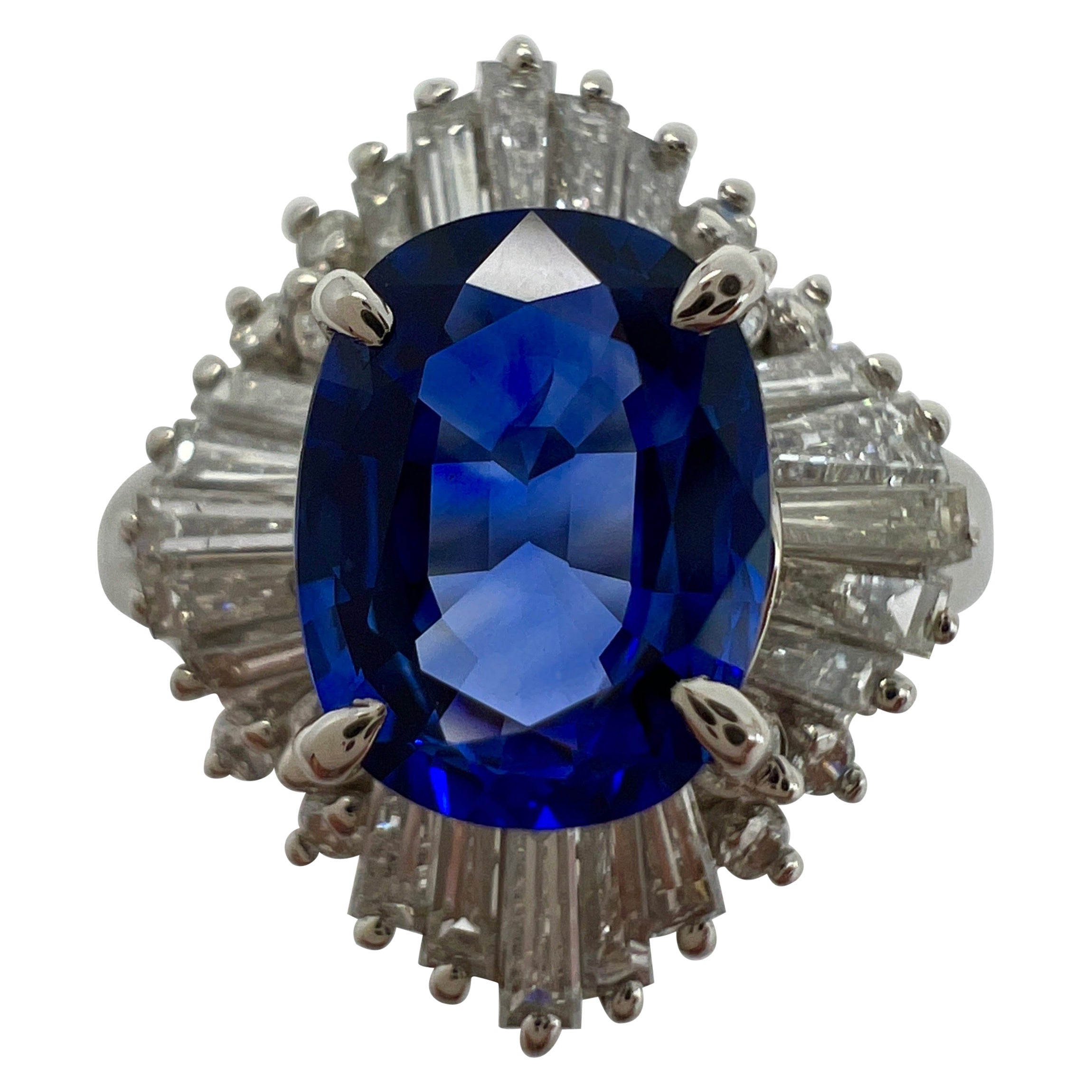 2,06 Karat Ceylon Blauer Saphir Diamant Platin Ballerina Cocktail-Cluster-Ring
