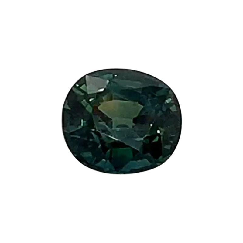 2.06 Carat Cushion Shaped Teal, Green Unheated Natural Sapphire GIA Certified For Sale