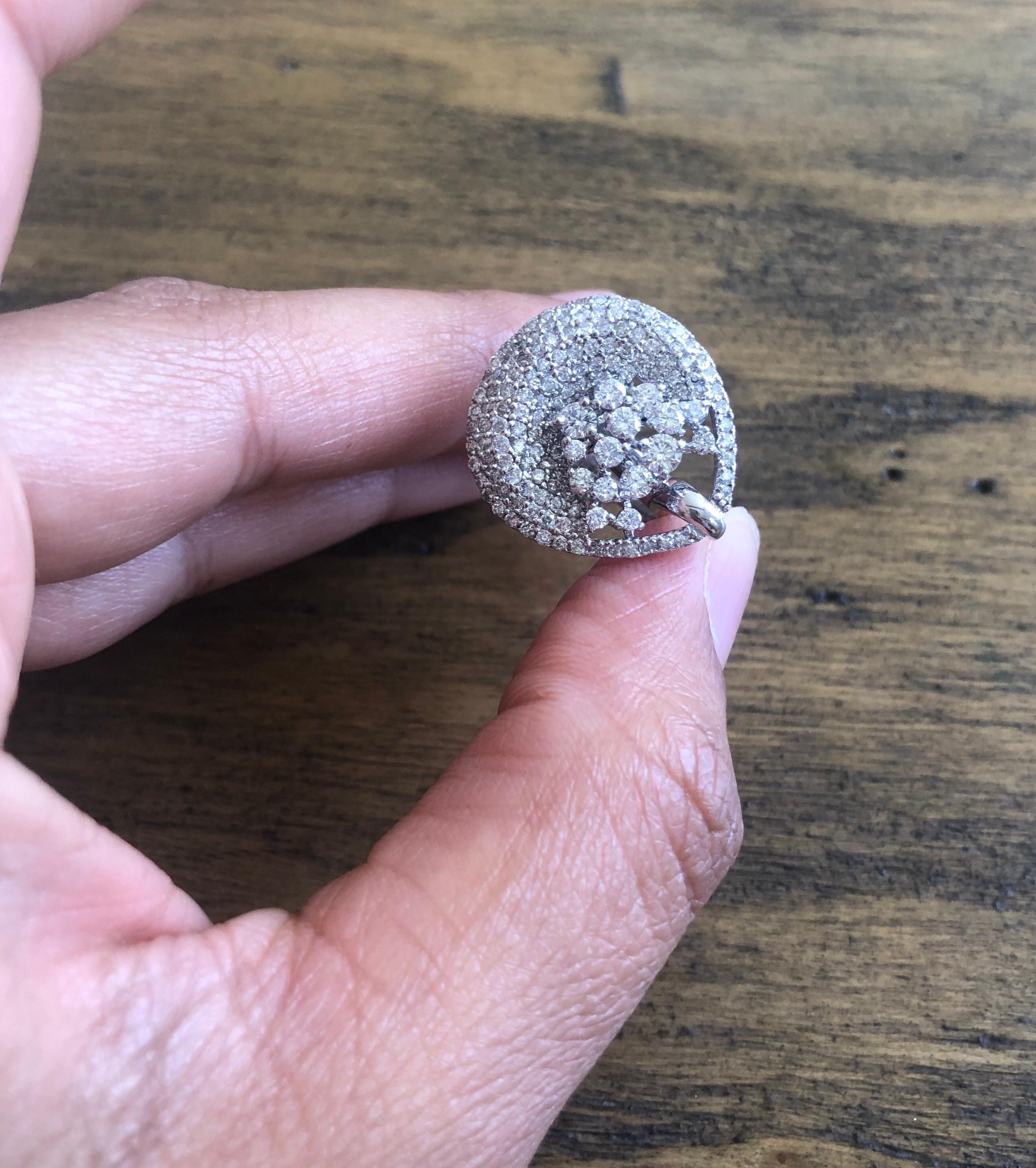 2.06 Carat Diamond Cocktail 14 Karat White Gold Ring In New Condition For Sale In Los Angeles, CA