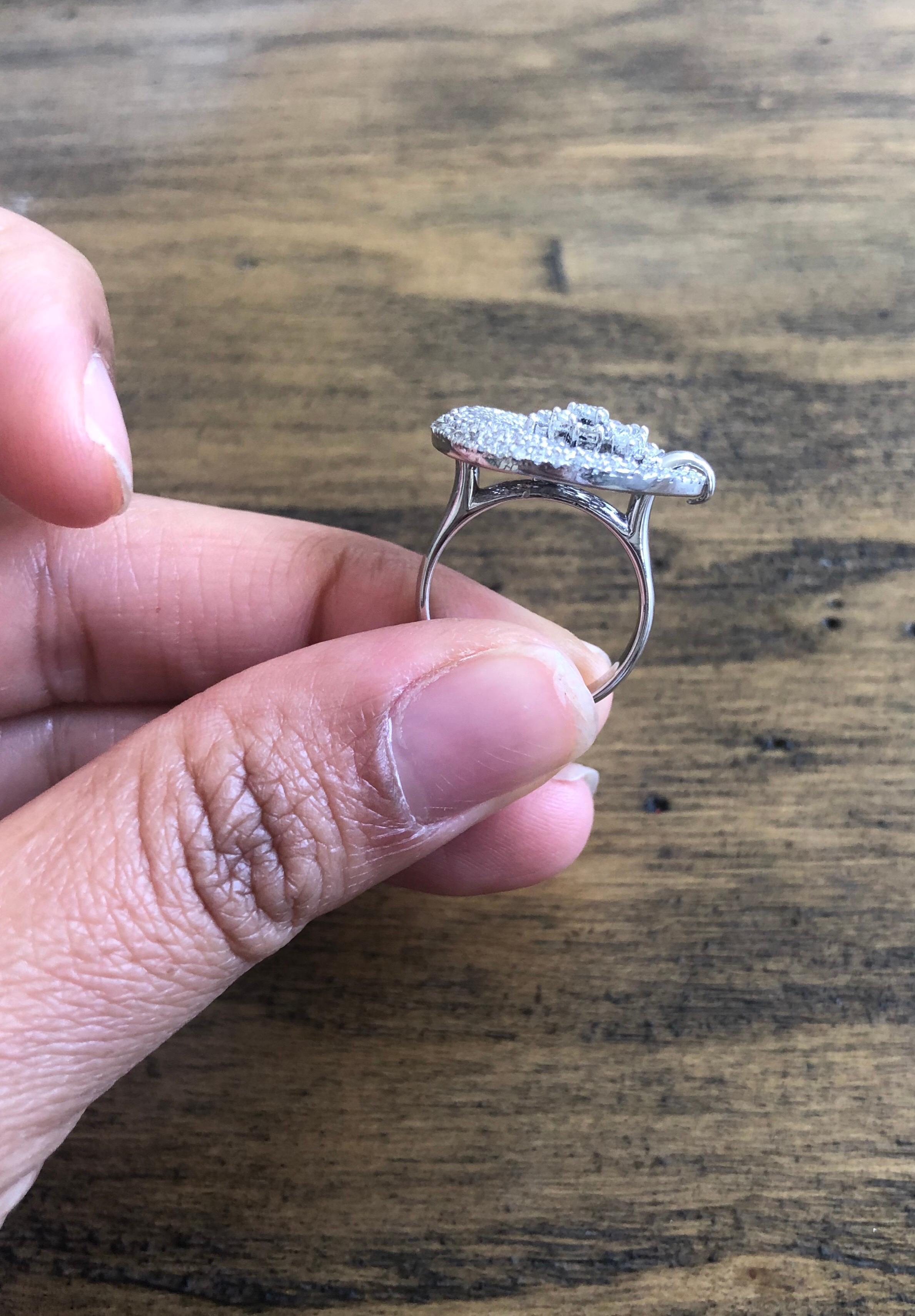 Women's 2.06 Carat Diamond Cocktail 14 Karat White Gold Ring For Sale