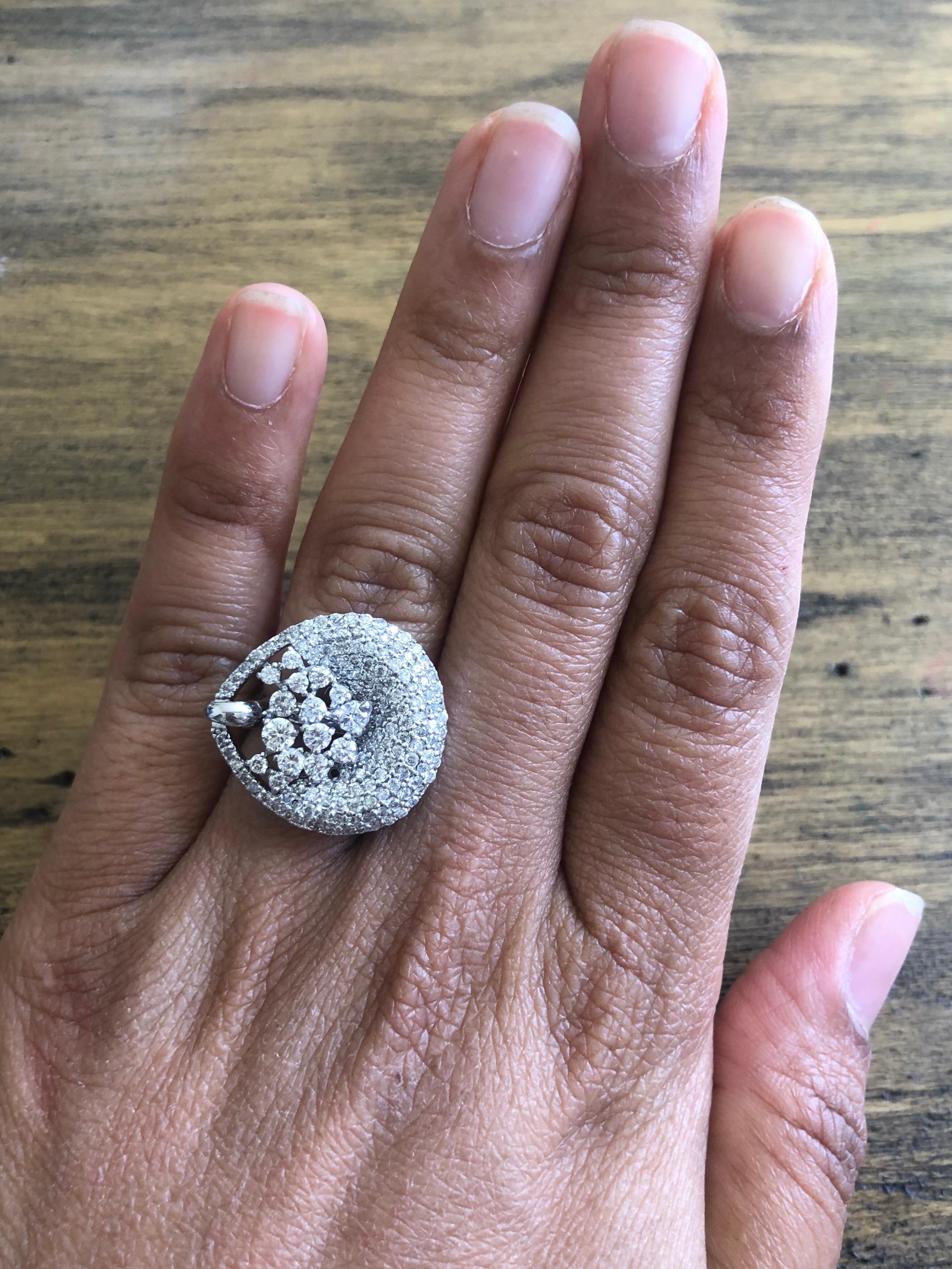 2.06 Carat Diamond Cocktail 14 Karat White Gold Ring For Sale 1