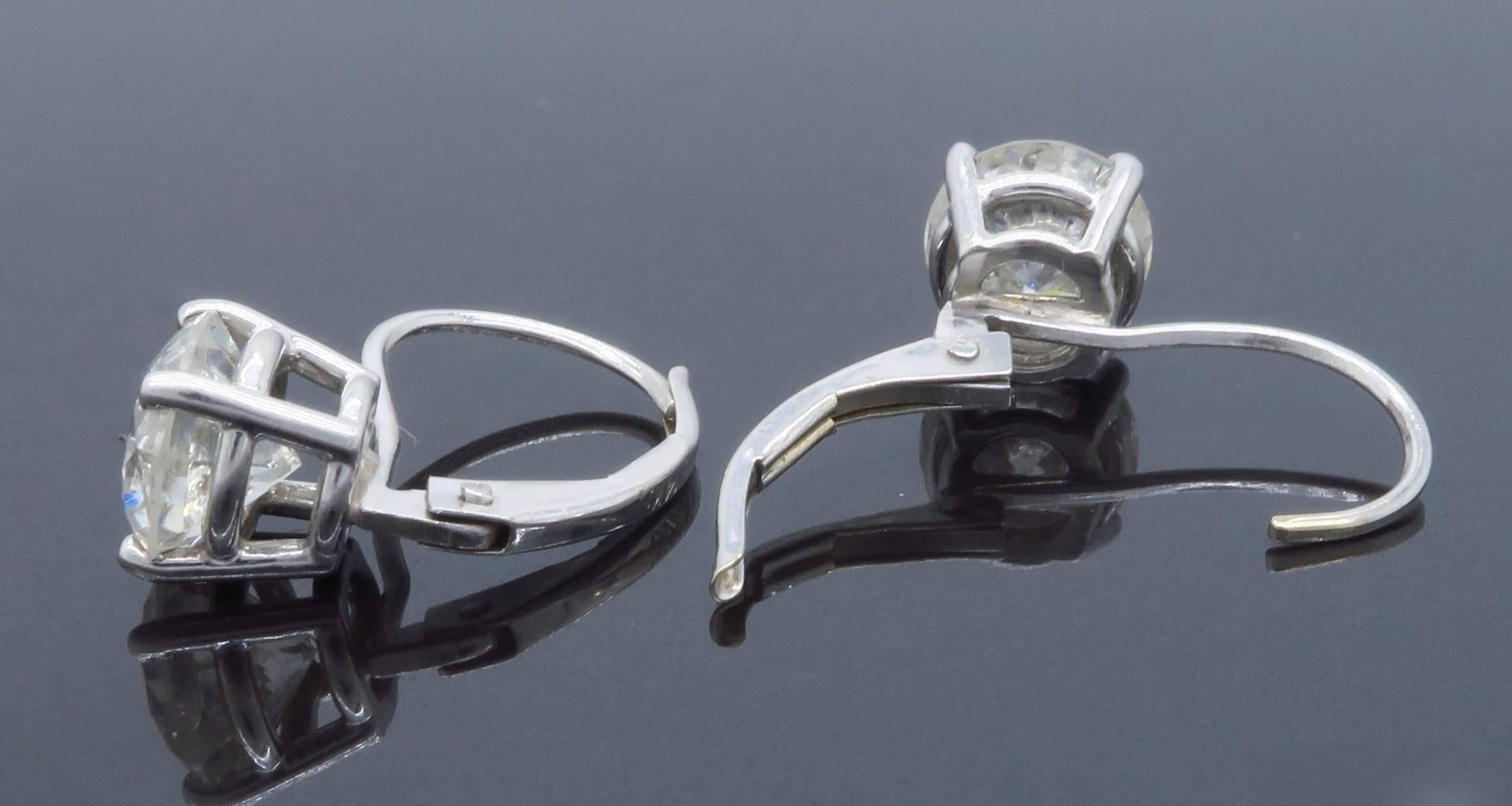 2.06 Carat Diamond Lever Back Solitaire Earrings 2