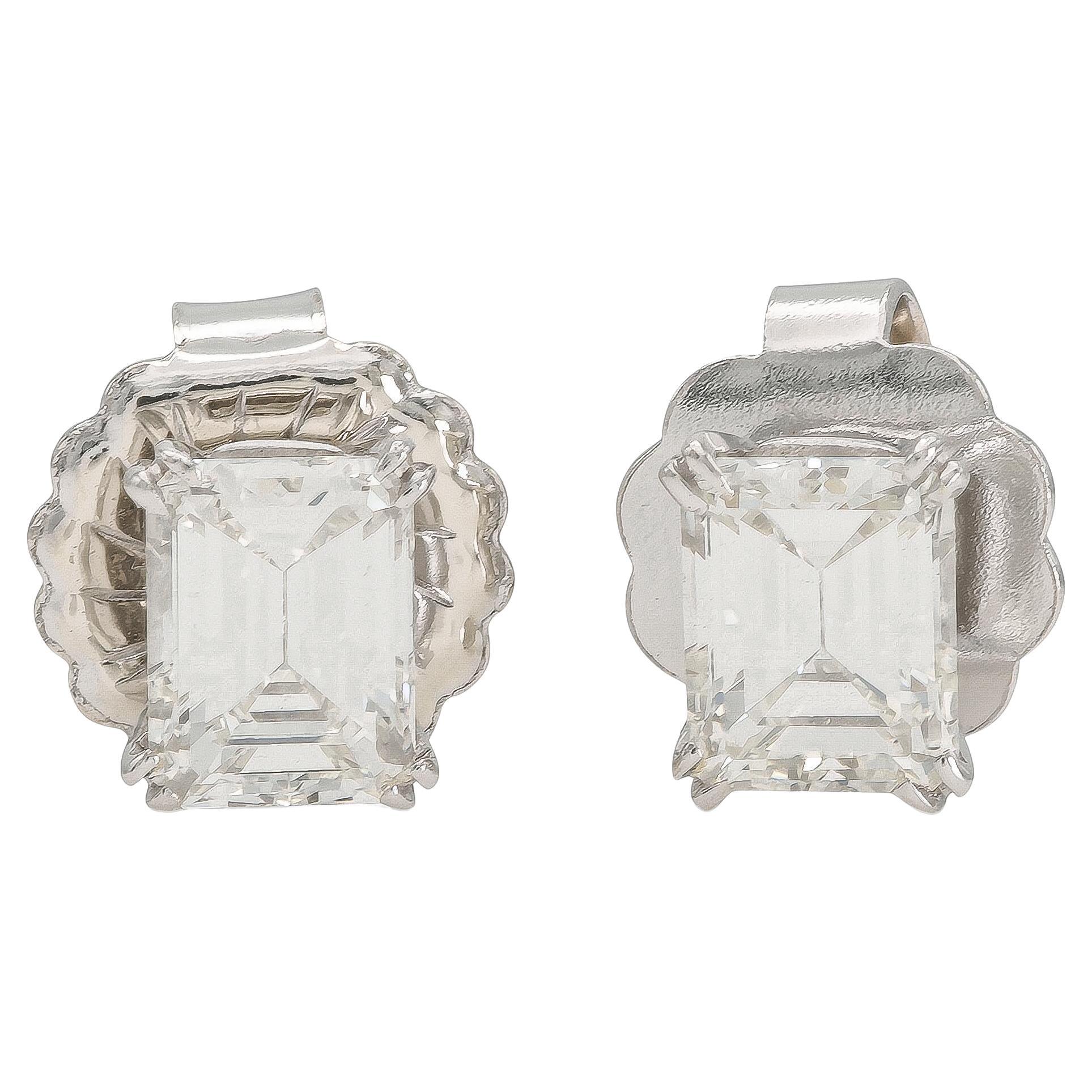 2.06 Carat Emerald Cut Diamond Stud Earrings