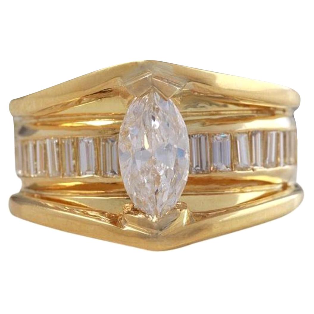 2.06 Carat Natural Diamond 18 Karat Solid Yellow Gold Engagement Ring For Sale