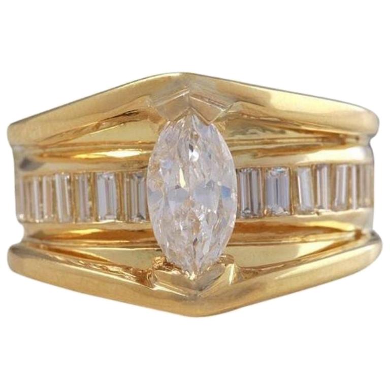 2.06 Carat Natural Diamond 18 Karat Solid Yellow Gold Engagement Ring