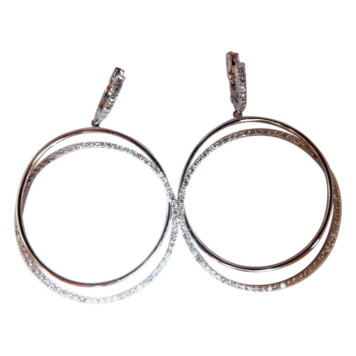 2.06 Carat Natural Diamonds Loop Rings Dangle Earrings 14 Karat Gold* For Sale