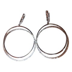 2.06 Carat Natural Diamonds Loop Rings Dangle Earrings 14 Karat Gold*
