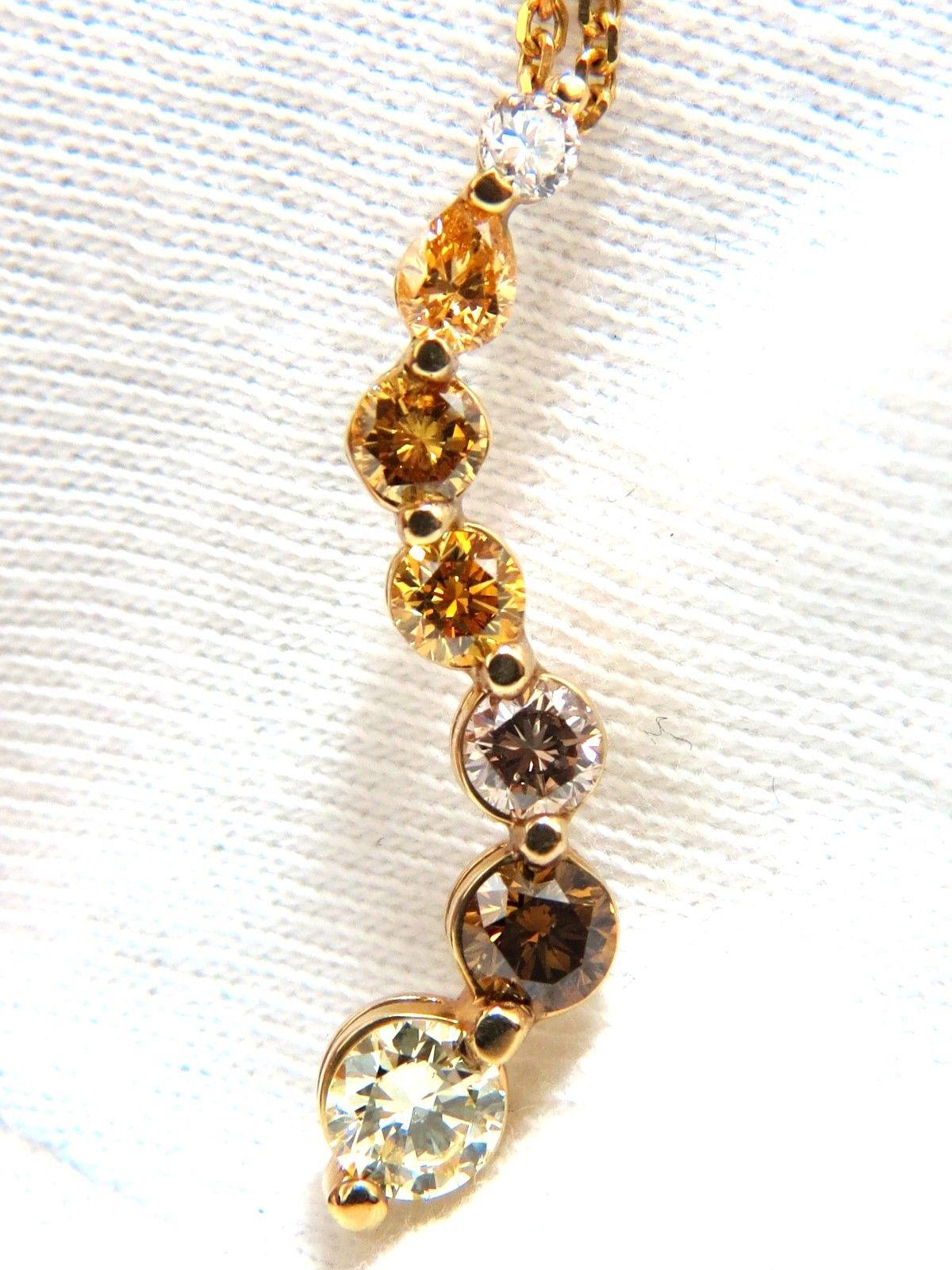 Pear Cut 2.06 Carat Natural Fancy Yellow Orange Brown Light Pink Diamond Pendant Chain For Sale