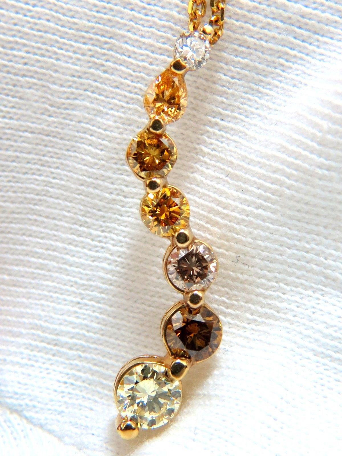 2.06 Carat Natural Fancy Yellow Orange Brown Light Pink Diamond Pendant Chain In New Condition For Sale In New York, NY
