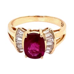 2.06 Carat Natural Ruby 10 Karat Yellow Gold Cocktail Ring