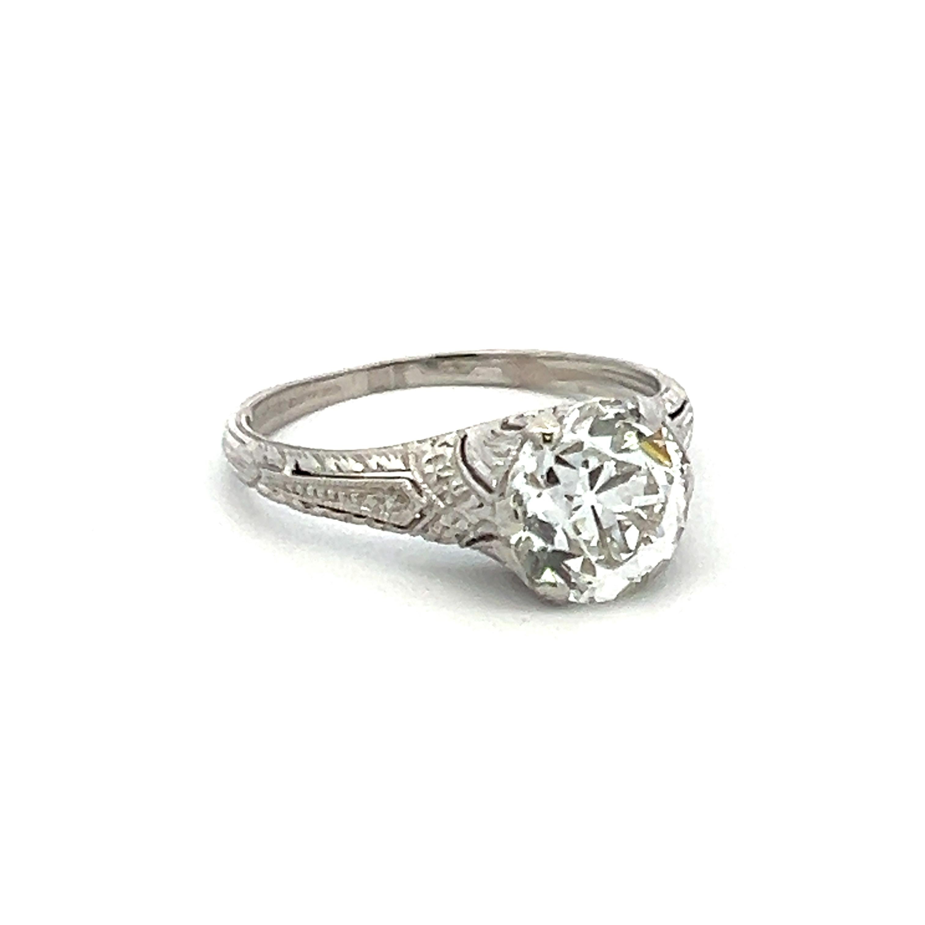 Bague de fiançailles en platine avec diamant taille européenne ancienne de 2,06 carats I VS2 Pour femmes en vente