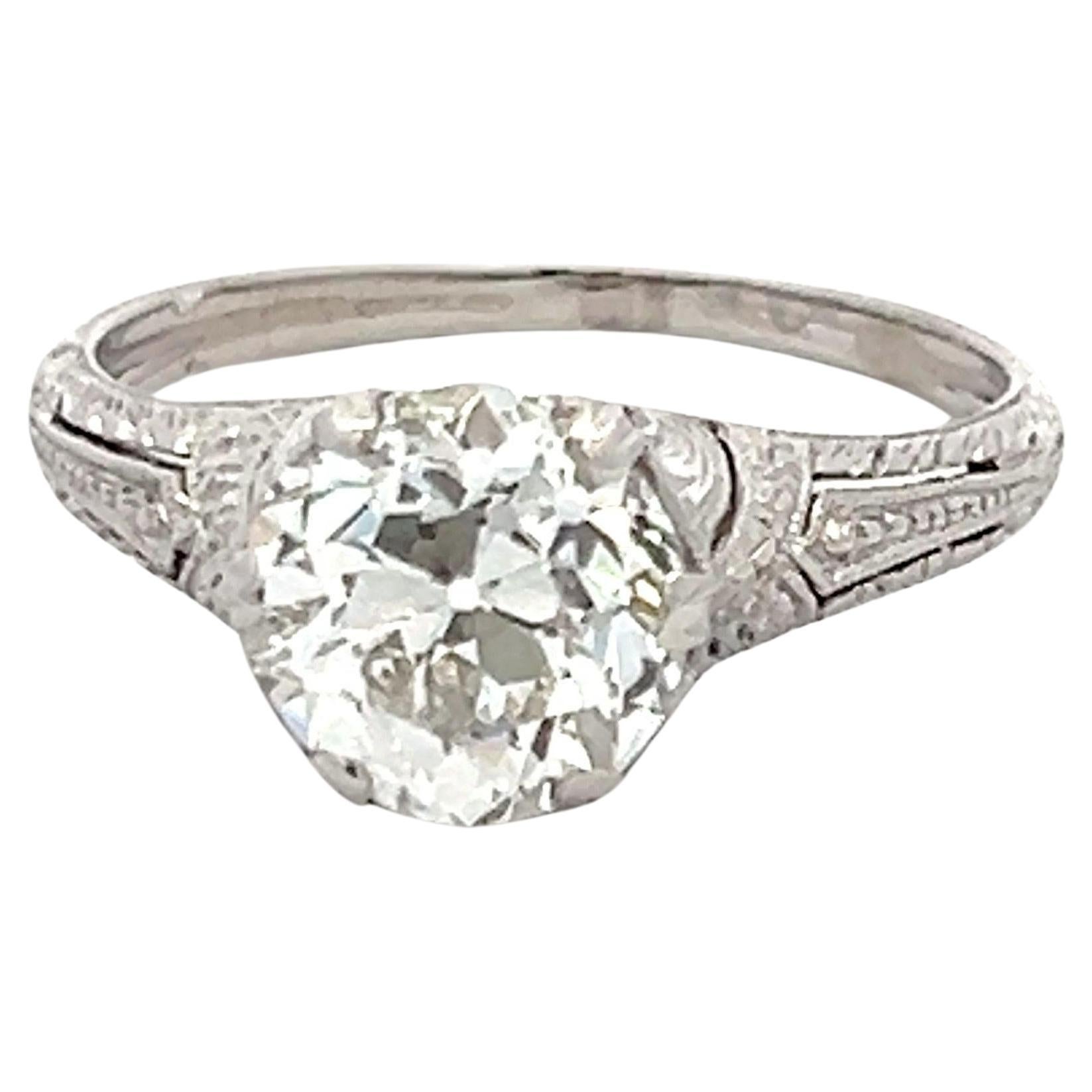 2.06 Carat Old European Cut I VS2 Diamond Platinum Engagement Ring