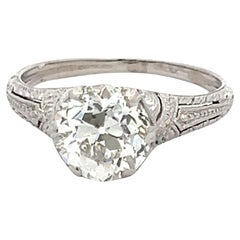 2.06 Carat Old European Cut I VS2 Diamond Platinum Engagement Ring