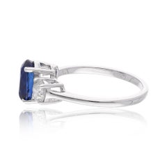 Anello nuziale con zaffiro blu ovale da 2,06 carati e diamante da 0,75 carati in oro bianco 18 carati