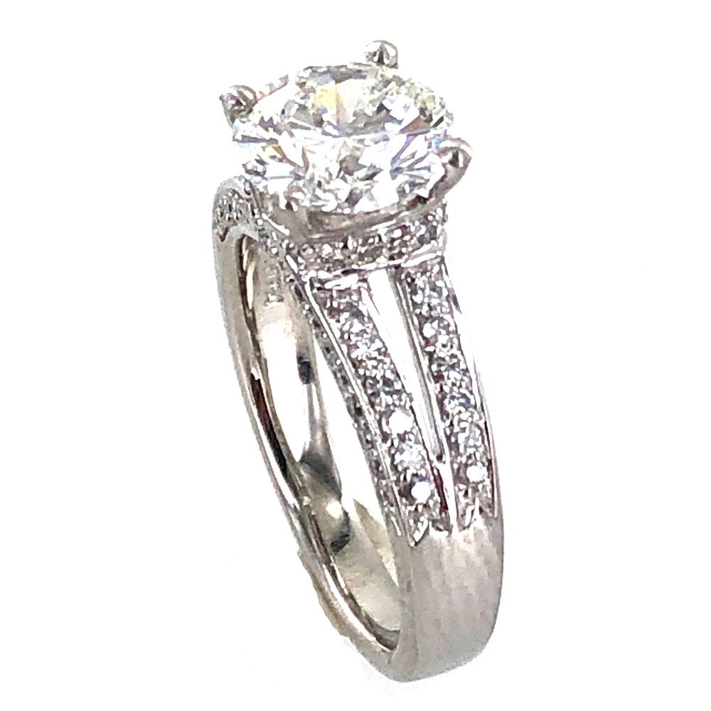 Round Cut 2.06 Carat Round Brilliant Cut Diamond Platinum Engagement Ring GIA Certified