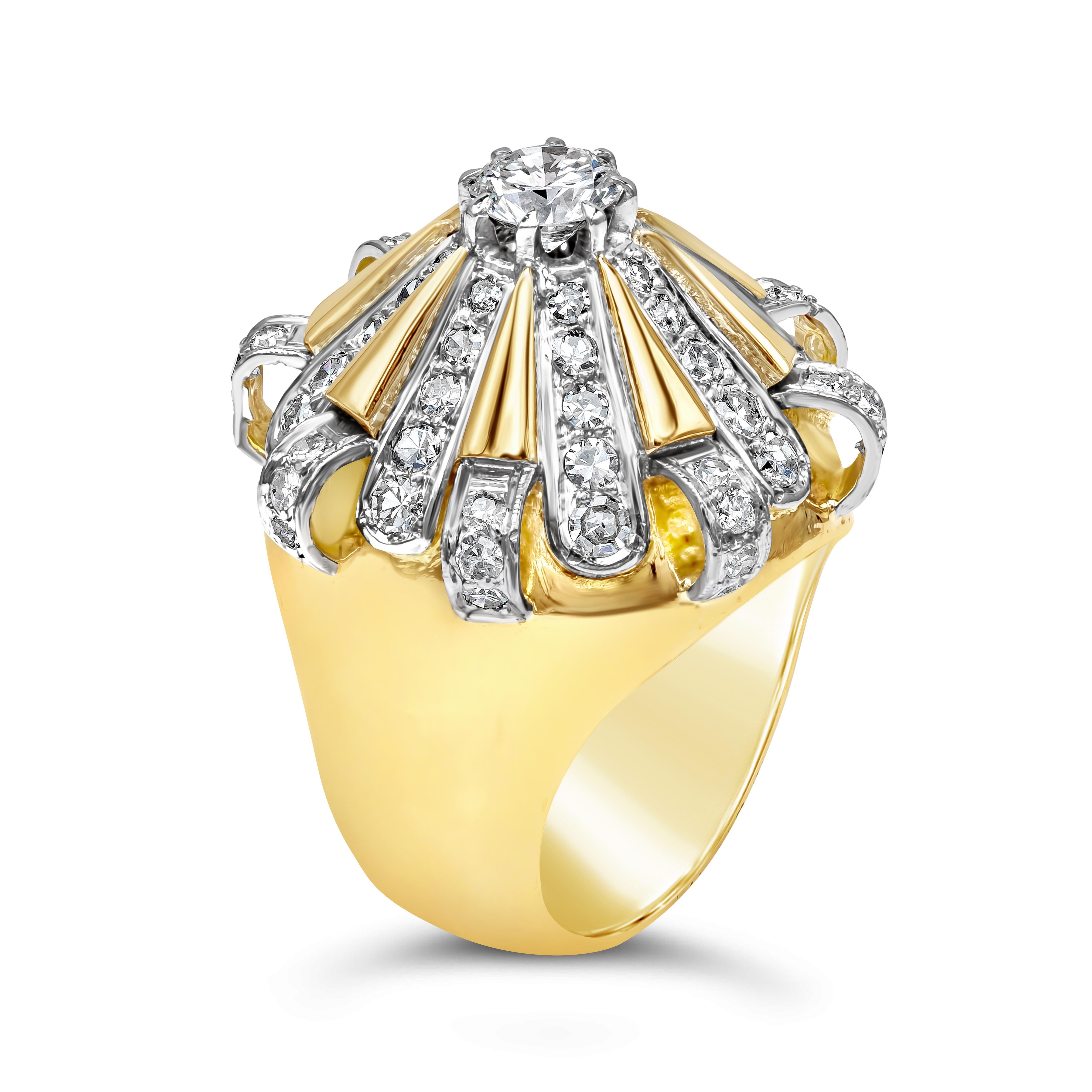 2,06 Quilates Total Diamante Brillante Talla Redonda Anillo Cóctel Carrusel Retro en venta