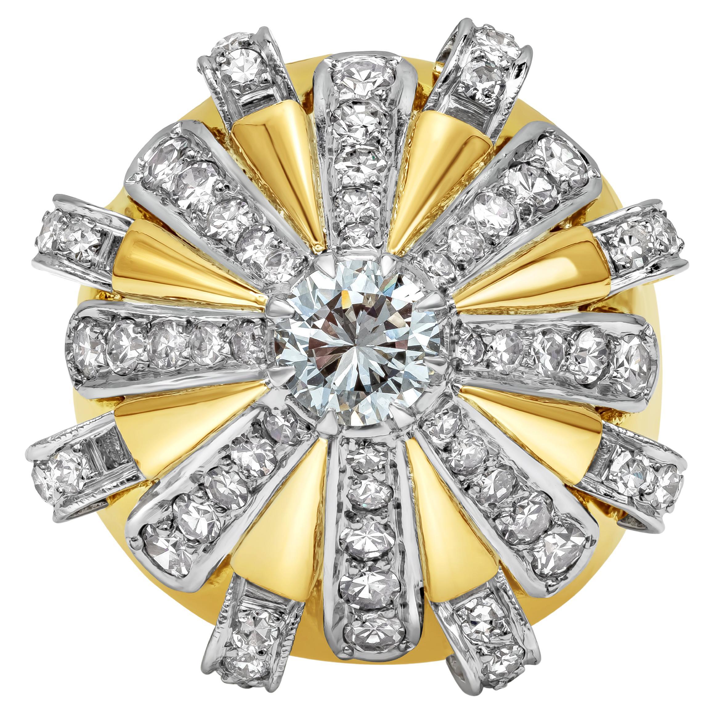 Bague cocktail avec diamants taille ronde brillants de 2,06 carats au total