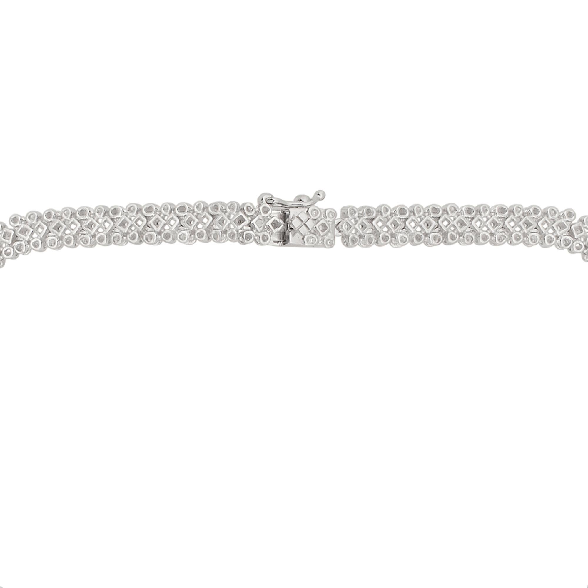 Women's 20.6 Carat SI Clarity HI Color Diamond Choker Necklace 14k White Gold Jewelry For Sale